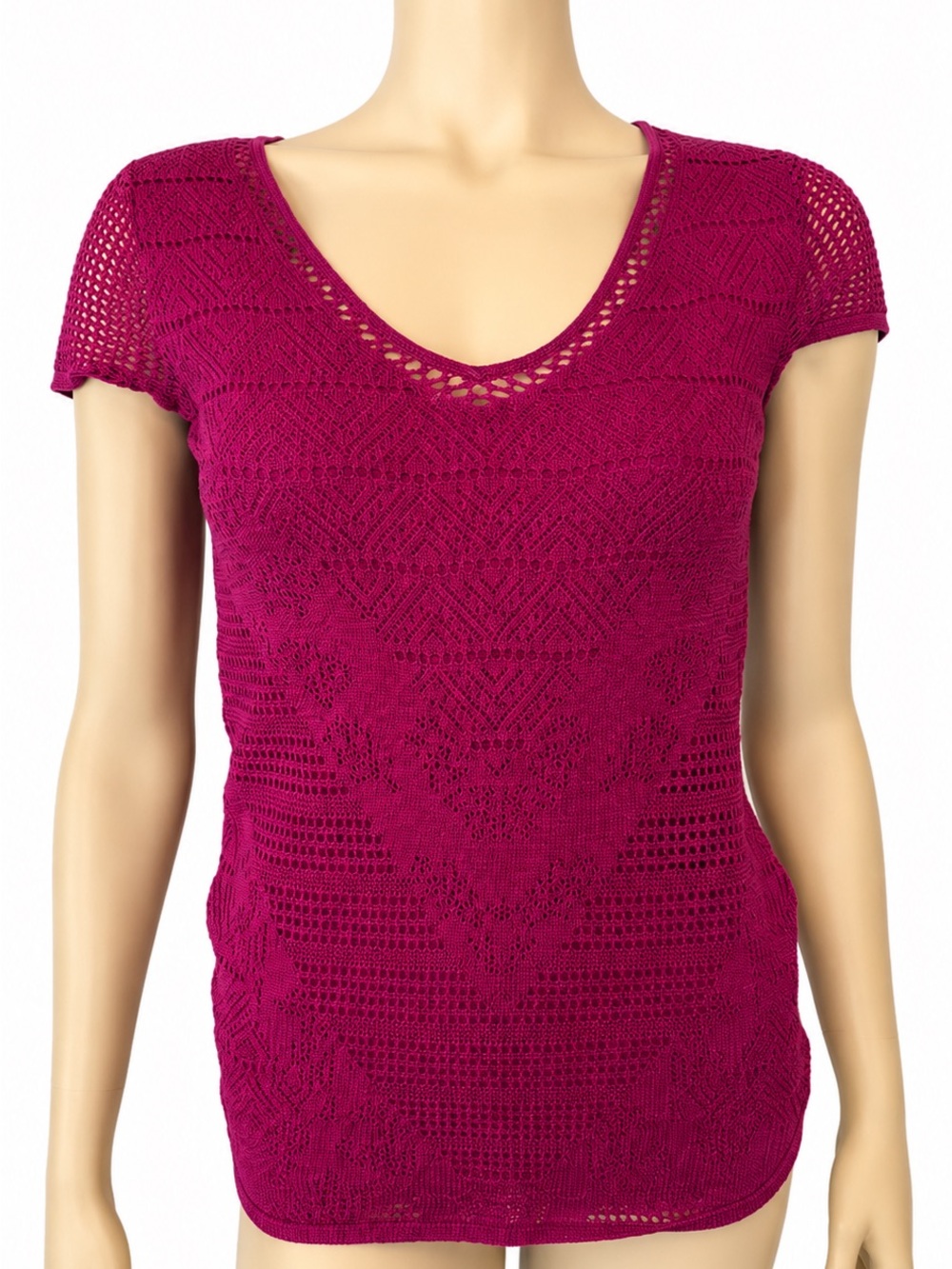 Catherine Malandrino Pink Crochet Knit Top Size S